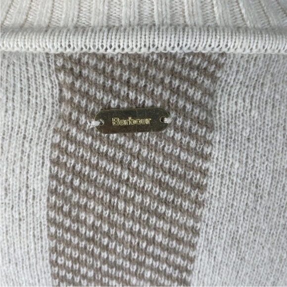 Barbour Womens Deanna Knitted Jumper Sweater Winter White Tartan Size 12 Wool - Picture 4 of 7
